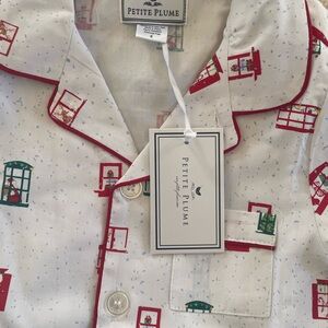 Petite Plume Kids Pajama Set - White with Red and Green Accents